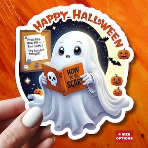 Spooky Ghost Halloween Sticker Cute Vinyl Ghost Kiss Cut Sticker Funny Ghost Fall Aesthetic Sticker Halloween Planner Laptop Scrapbook Art