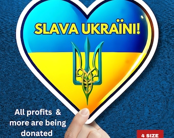 Slava Ukraini Vinyl Aufkleber: Ich stehe mit der Ukraine zusammen Kussschnitt Aufkleber