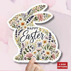 Frohe Ostern Aufkleber Osterhase Vinyl Aufkleber Frühling Blumen Urlaub Dekor Ostereiersuche Aufkleber Süßer Kaninchen Aufkleber Bastelbedarf Geschenk