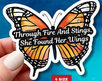 Pegatina inspiradora de mariposa monarca: Cita sobre resiliencia mental, regalo de empoderamiento, vinilo impermeable de alta calidad.