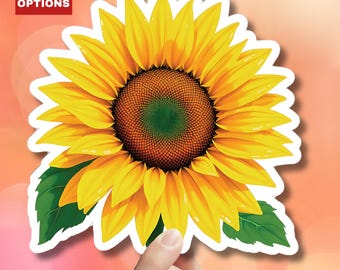 Pegatina de girasol: Calcomanía floral botánica para portátil, botella de agua, pegatina de apoyo a Ucrania