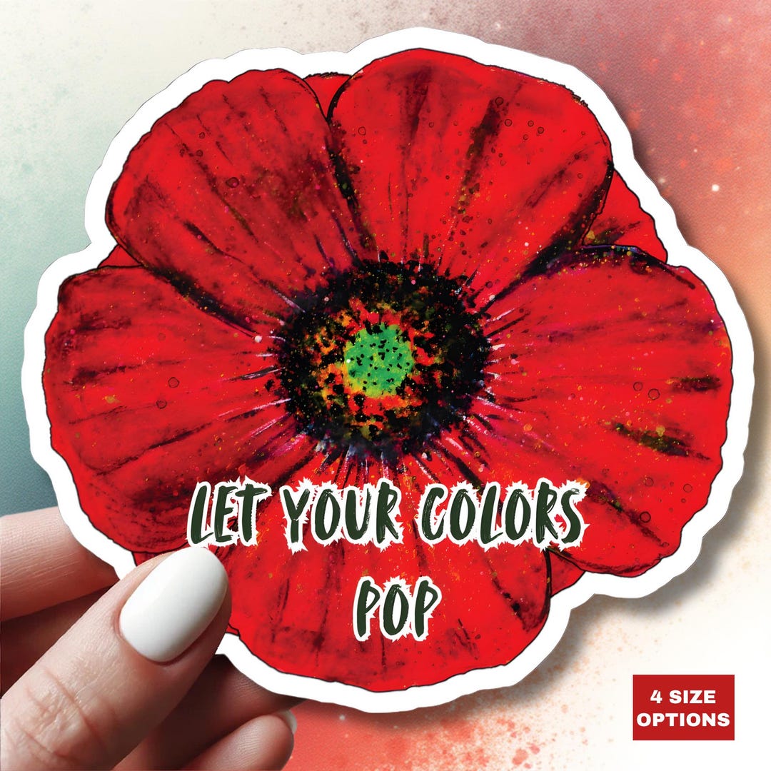 Poppy Flower Sticker – Let Your Colors Pop Vinyl Floral Decal, Symbol ...