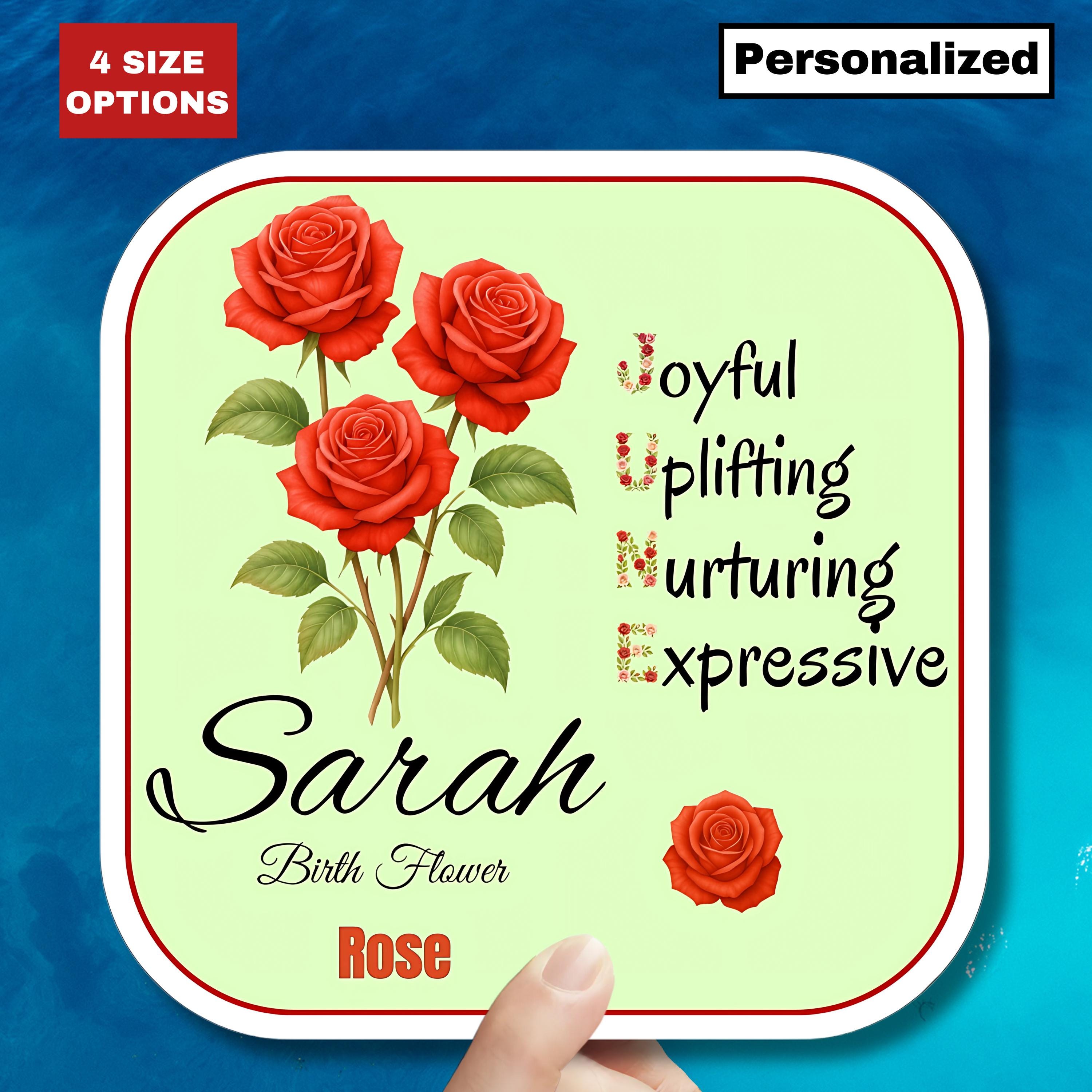 Personalized Birth Month Flower Sticker – Custom Name Birthday Gift - Etsy