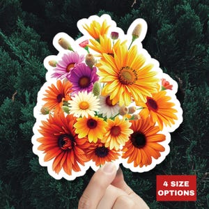 Tuin bloemen boeket sticker gerbera madeliefjes april geboorte bloem symbool van vreugde waterdicht vinyl kus gesneden laptop waterfles plakboek