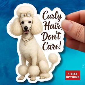Curly Hair Don&#39;t Care Sticker Glam White Poodle Vinyl Sticker Funny Dog Lover Gift Cute Pet Decal Pom Pom Legs Waterproof Laptop Sticker Art