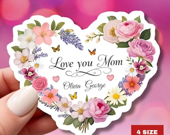 Pegatina personalizada "Te amo, mamá": vinilo impermeable personalizado para el Día de la Madre