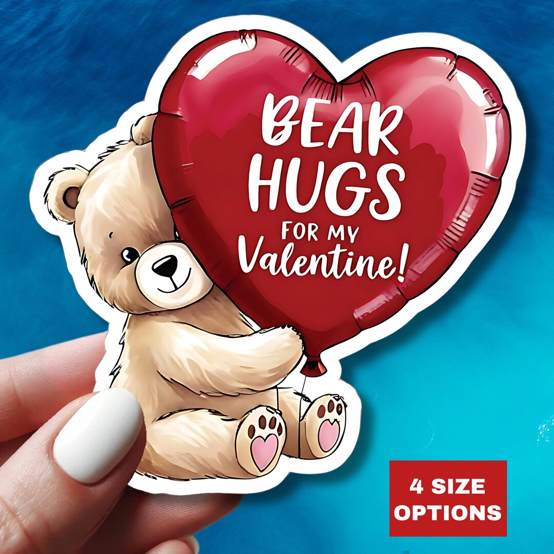 Bear Hugs for My Valentine: Love Vinyl Sticker With Ballon - Etsy