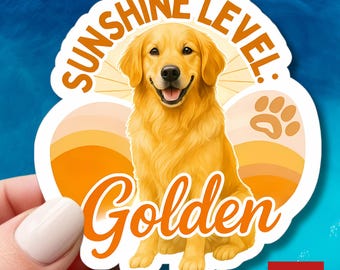 Adhesivo de vinilo Golden Retriever: Nivel Sunshine - Dorado