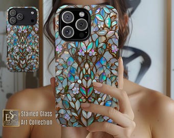 Telefoonhoesje glas-in-lood bloemen: elegant art-nouveauontwerp