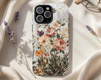 Mother of Pearl Floral MagSafe Phone Case Pietra Dura Mosaic Botanical Tough Cover