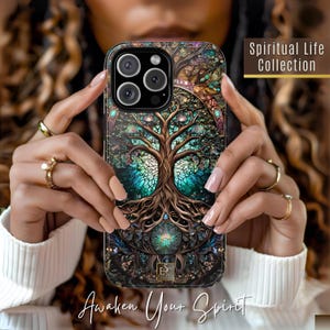 Stained Glass Tree of Life Phone Case: Spiritual Nature Art