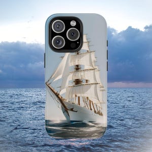 Elegante custodia per telefono a forma di nave a vela - Custodia per iPhone con arte nautica - Regalo durevole, elegante e ispirato all&#39;oceano per gli amanti del mare, custodia per telefono Samsung