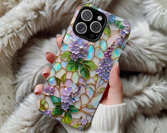 Lilac Stained Glass Art Phone Case: Floral Cover, iPhone 18 Pro Max