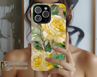 Stained Glass Gelbe Rose Handyhülle: Elegantes Blumen Cover