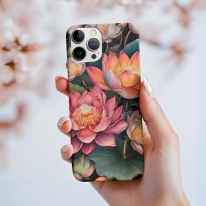 Elegant Lotus Flower Phone Case - Nelumbo Nucifera Art, Vibrant Floral Design, Stylish and Protective iPhone Case