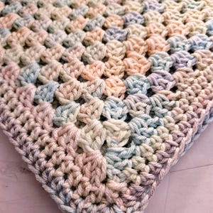 Handmade Pastel Rainbow Crochet Baby Blanket Granny Square Baby Shower New Baby Gift Photo Prop Throw Lapghan