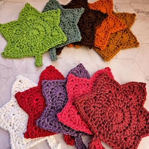 Set of 2 Handmade Maple Leaf Drink Coaster 100% Cotton Coffee Bar Buffet Gift Basket Accessories Home Decor Canada Canadian Leaf