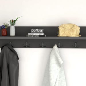Cabideiro de madeira com prateleira – Organizador de roupas estiloso para entrada ou quarto