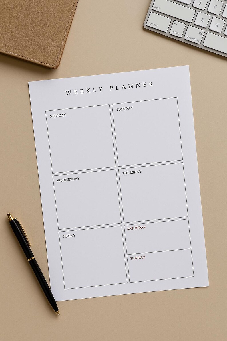 Weekly Heading Minimalist Weekly Planner | Printable A4 PDF | Undated Weekly Schedule ...
