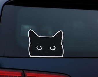Pegatina para coche con diseño de gato asomándose, pegatina de gatito adorable, regalo para amantes de los animales.