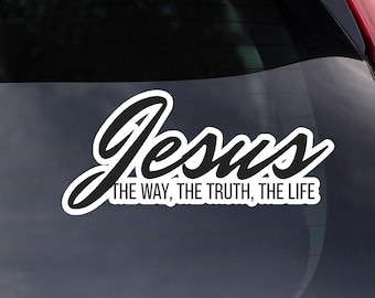 Vinilo adhesivo con cita de Jesús, pegatina religiosa para coche y portátil.