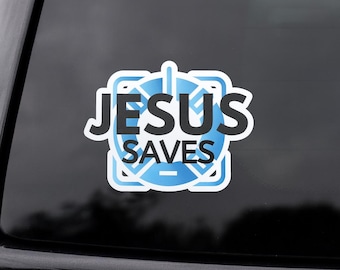Calcomanía religiosa para auto, pegatina cristiana de vinilo, decoración de fe para auto, regalo religioso, calcomanía de Jesús salva, Jesús salva