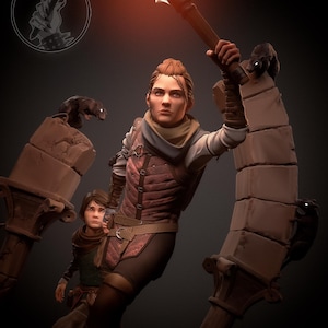 Amicia and Hugo Brother and Sister Survival Duo Figure Dark Medieval | Game Inspired Pop Art Figure | Gift For Him Her | 1:12 Scale