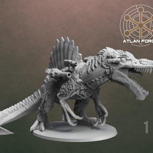 Cybernetic Spinosaur | Wargame Miniature | Single Character Transport Land Rider | Si-Fi Fantasy Wargaming RPG | Kit Bashing