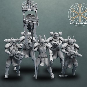 Asgardian Sisters of Skadi – Infantry Miniature Set for Sci-Fi Wargames, TTRPG Combat & Kitbashing Builds | Atlan Forge