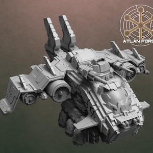 Thunderblaze Gunship – Modular Hover Tank Vehicle Kit for Sci-Fi Fantasy Wargaming, TTRPGs & Kitbashing | Atlan Forge