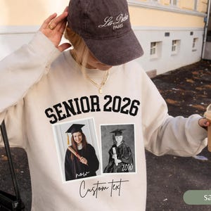 Custom Photo Senior 2026 Shirt Personalized Name Class Of 2026 Graduation Tee Back Bow Design Vintage Style High School Senior Gift Shirt image 10