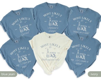 Custom Bachelorette Party Matching Shirts Most Likely to Bach Tee Luxury Bridal Party | Bachelorette Cocktail | Bachelorette Trip