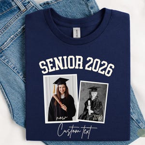 Custom Photo Senior 2026 Shirt Personalized Name Class Of 2026 Graduation Tee Back Bow Design Vintage Style High School Senior Gift Shirt image 6
