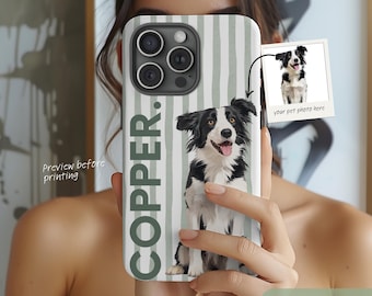 Custom Pet Photo Phone Case Personalized Watercolor Dog Portrait iPhone 17 Case Cat Face Cover Pet Memorial Gift Dog Mom Phone Case