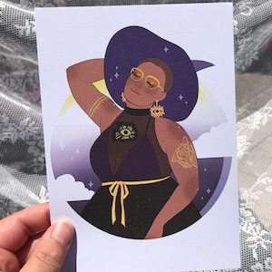 Non-binary Enby Pride Witch art print, 8x10 and 5x7