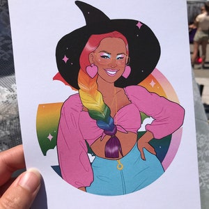 Rainbow Femme Pride Witch art print, 8x10 and 5x7