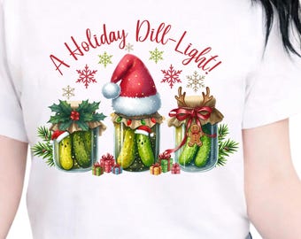 A Holiday Dill Light Shirt, Funny Xmas Pickle Sweatshirt, Cute Christmas Graphic Tee, Holiday Pun T-Shirt, Festive Unisex Apparel,