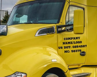 Custom Waterproof Vinyl Truck Decal: Company Name, USDOT & MC Number