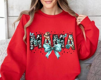 Cow Print Mama Sweatshirt, Floral Mom T-Shirt, Mother's Day Gift