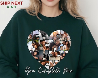 Personalized Photo Puzzle Heart Valentine's Day Hoodie
