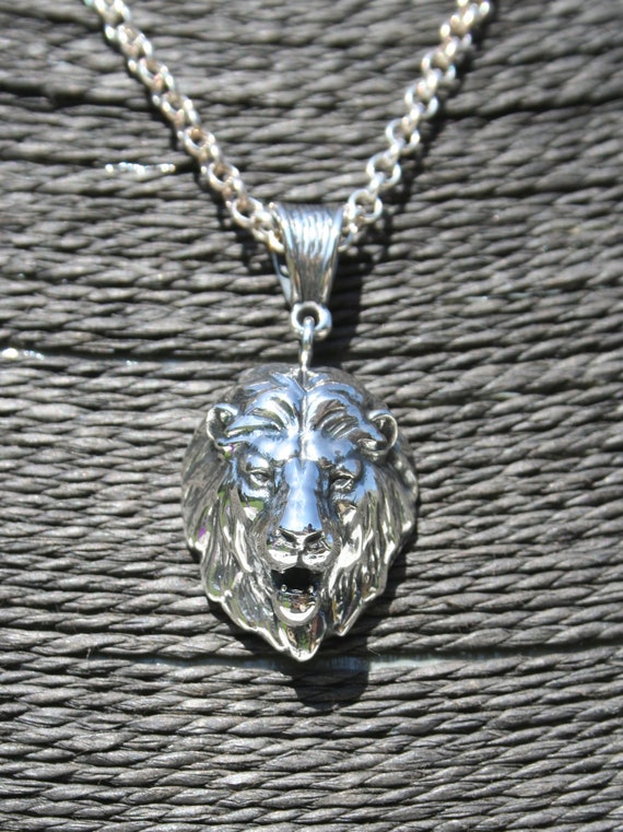 Lion Head Sterling Silver Pendant - Lion Head Sterling Silver Pendant Lion Head Sterling Silver Pendant - Lion Head Sterling Silver Pendant