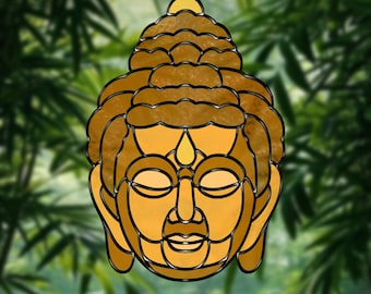 Buddha Head Stained Glass Pattern – Zen Spiritual Suncatcher (PDF, PNG, SVG, Jpeg)