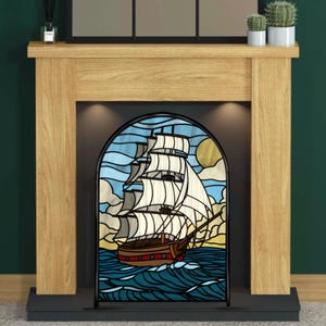Schiff auf der Seeglasmalerei – Nautische Glaskunst Vorlage – Digitaler Download (PDF, SVG, PNG, Jpeg)