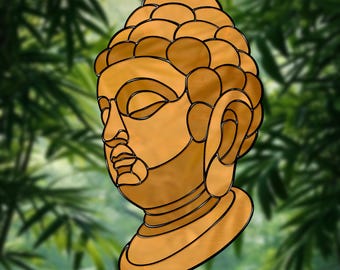 Buddha Stained Glass Pattern – Spiritual Suncatcher, Meditation Art (PDF, SVG, PNG, Jpeg)