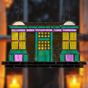 Magical Sweet Shop Front Stained Glass Pattern – Enchanted Glass Art Template – Digital Download for Suncatchers (PDF, SVG, PNG, Jpeg)