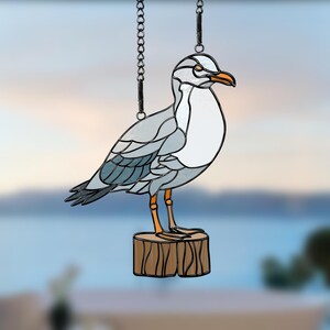 Seagull Stained Glass Pattern – Coastal Bird Suncatcher Template – Digital Download for Nautical Decor (PDF, SVG, PNG, Jpeg)