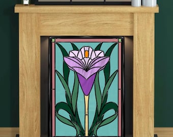 Lily Stained Glass Pattern: Elegant Floral Art (PDF, SVG, PNG, Jpeg)