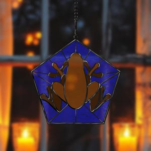 Magical Frog Stained Glass Pattern – Fantasy Suncatcher Template - Digital Download: PDF, SVG, PNG, Jpeg