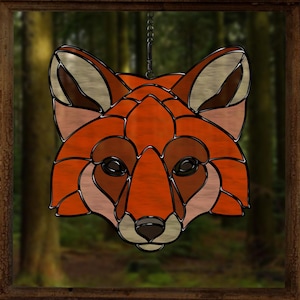 Fox Head Stained Glass Pattern – Woodland Animal Suncatcher Template – Diy Craft Digital Download (PDF, PNG, SVG, Jpeg)