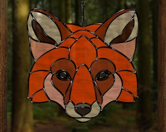 Fox Head Stained Glass Pattern – Suncatcher Template (PDF, PNG, SVG, Jpeg)